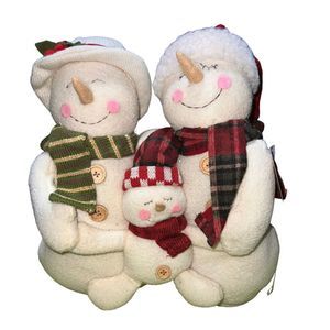 St. Nicholas Square Snowman Family Plush Christmas Winter Decor 12 Inch